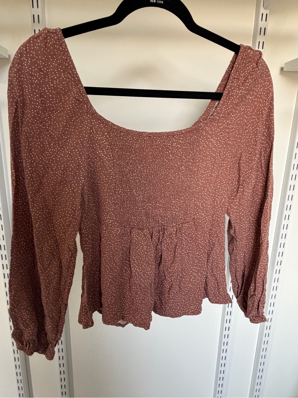 Pink long sleeve top with white polka dot details - Picture 2 of 5